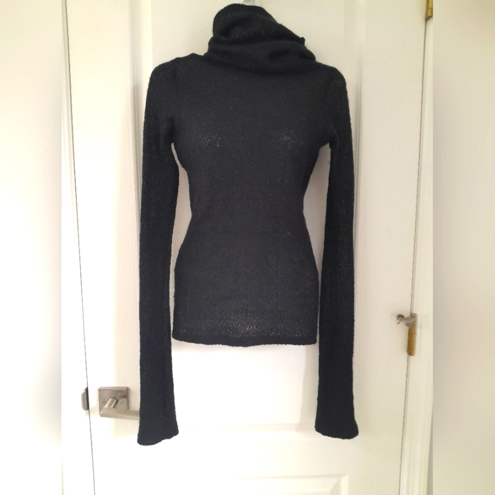 Black Cowl Neck Sweater with Fine Knit